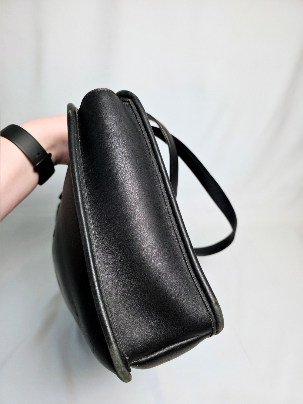 PROJECT Vintage Coach Marketing Tote Black Leather Laptop Briefcase Large Purse - Picture 4 of 16
